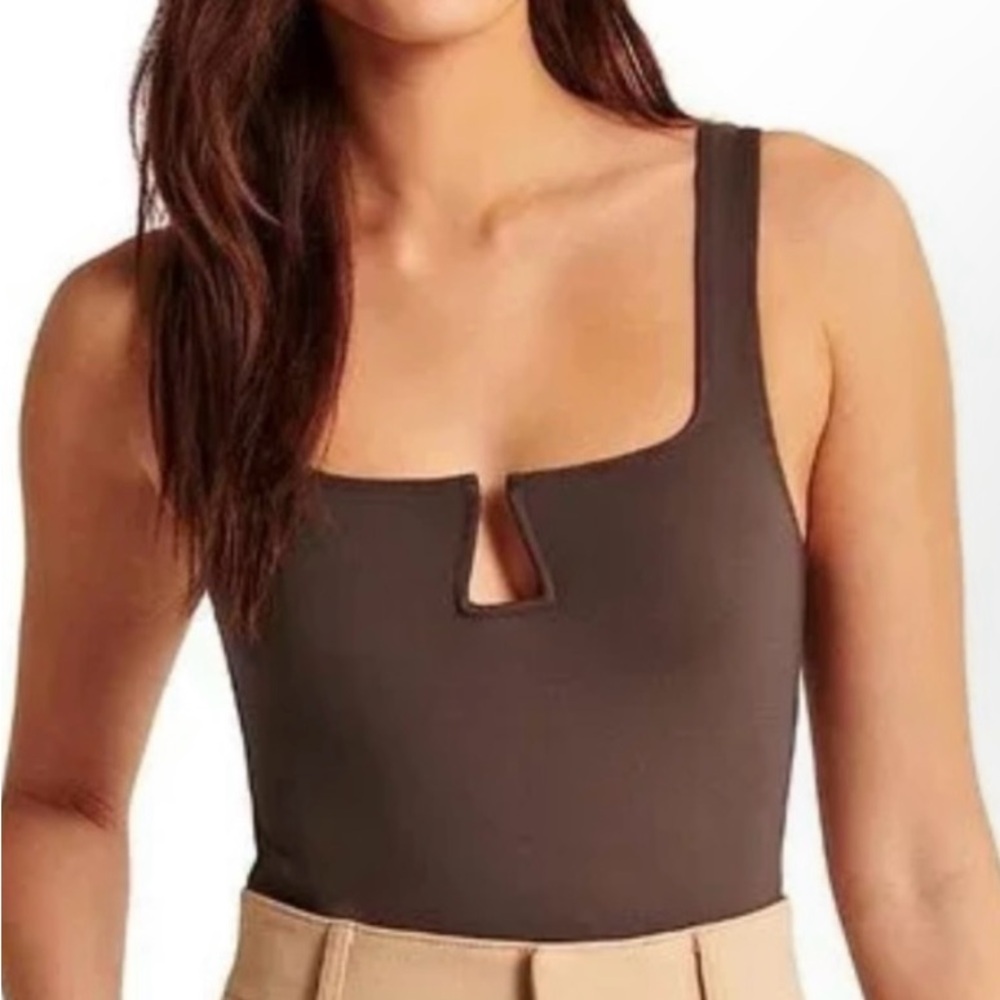 Abercrombie & Fitch - Soft Ponte Notch Brown Bodysuit